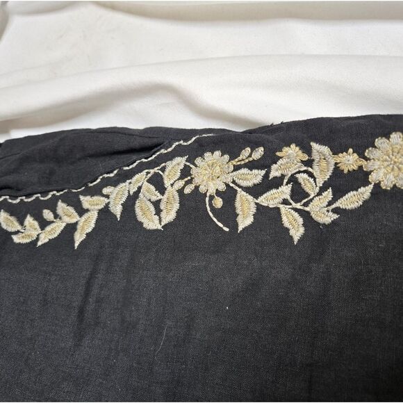 VINTAGE Johnny Was LA black linen embroidered pull on coastal pants XXL - Picture 4 of 10